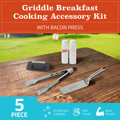 Loco Cookers 36" 3-Burner Classic Gas Grill and 5 Piece Griddle Accessory Kit - VMInnovations