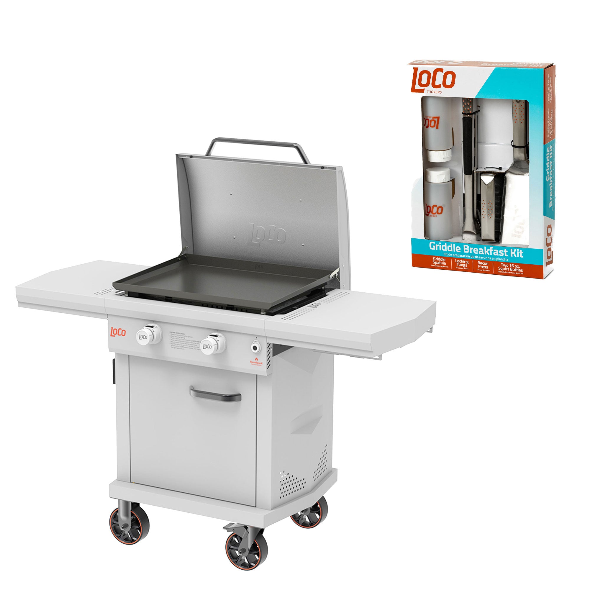 Loco Cookers 26" 2-Burner Digital Gas Grill and 5 Piece Griddle Accessory Kit - VMInnovations