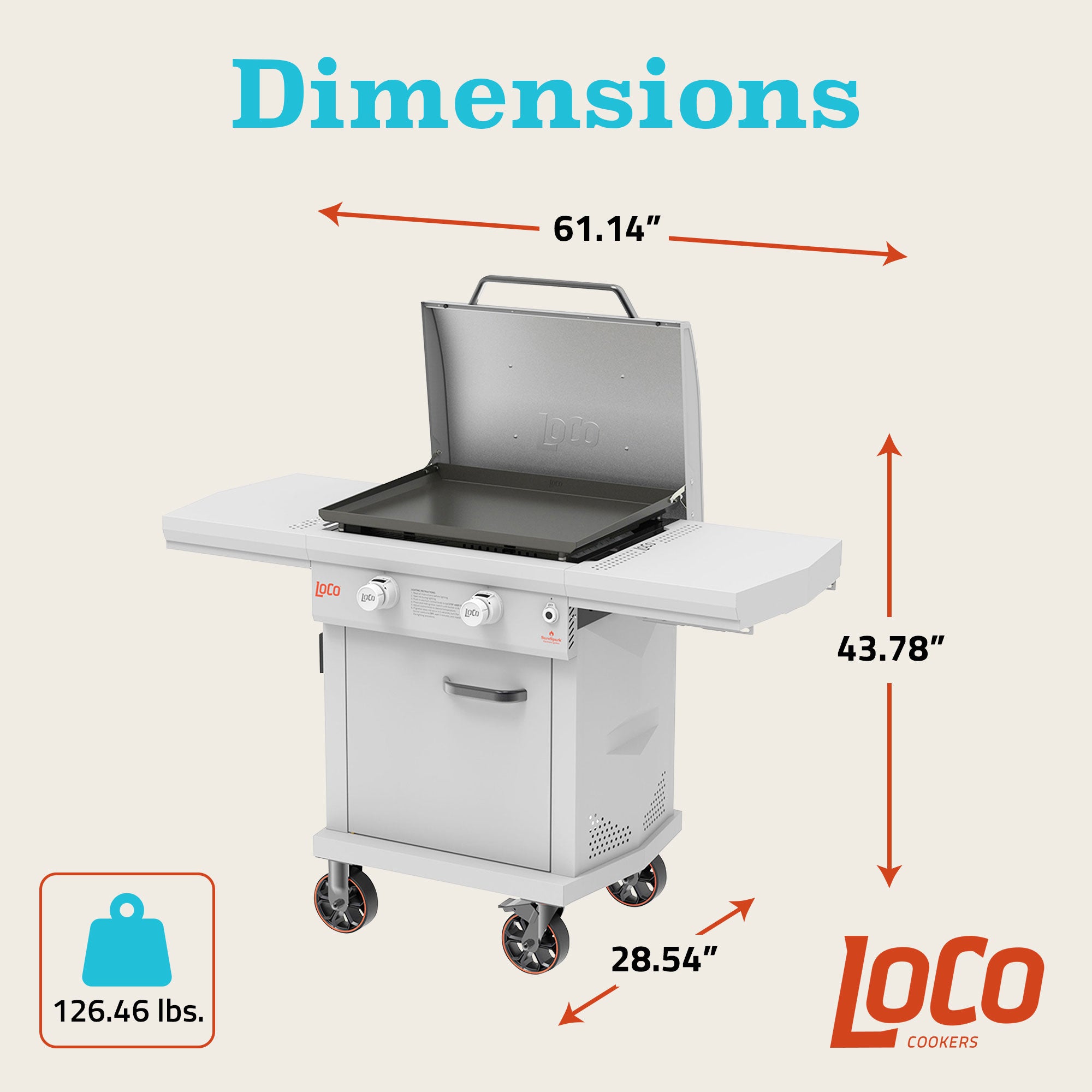 Loco Cookers 26" 2-Burner Digital Gas Grill and 5 Piece Griddle Accessory Kit - VMInnovations