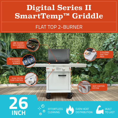 Loco Cookers 26" 2-Burner Digital Gas Grill and 5 Piece Griddle Accessory Kit - VMInnovations