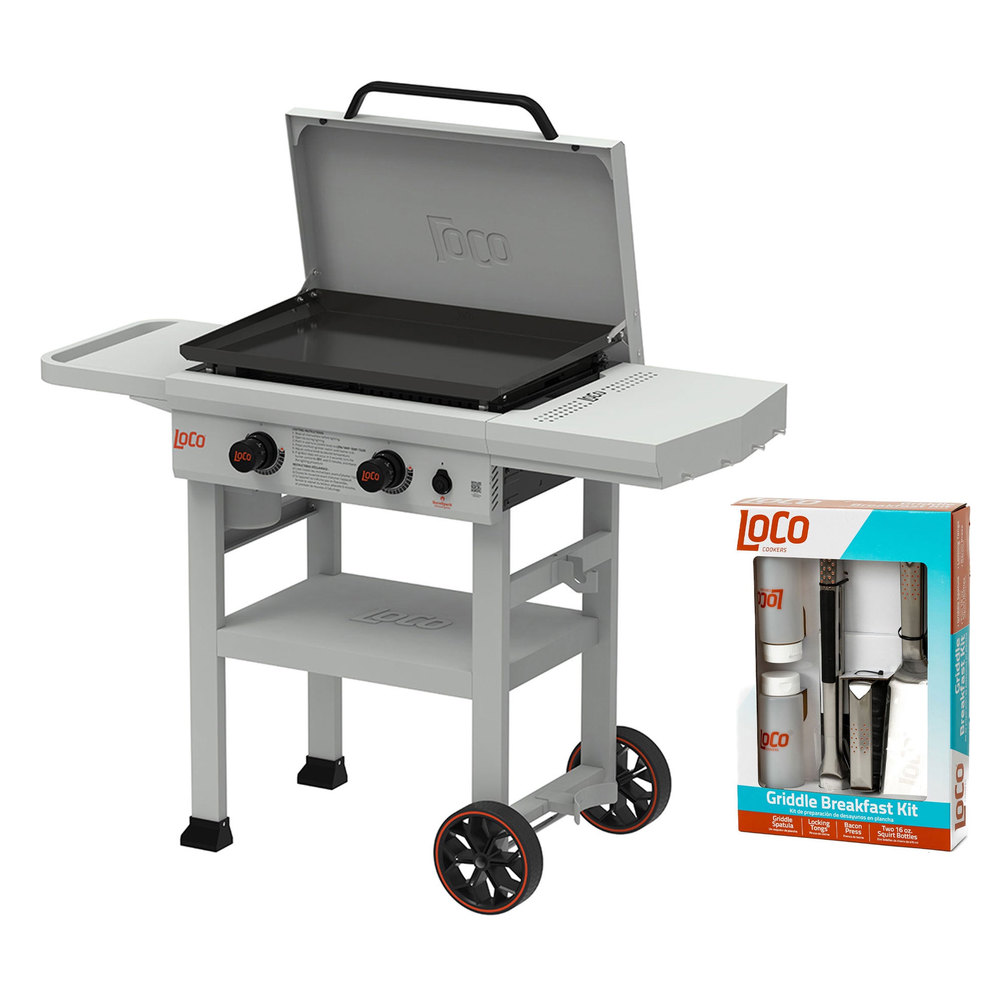 Loco Cookers 26" 2-Burner Classic Gas Grill and 5 Piece Griddle Accessory Kit - VMInnovations