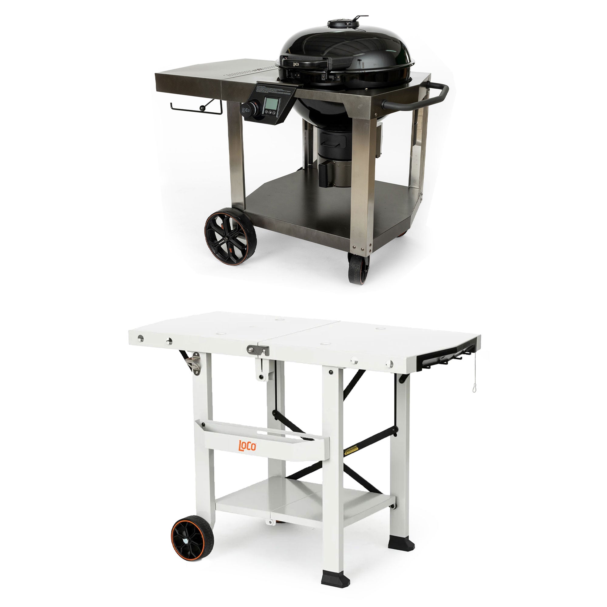 Loco Cookers 22.5 Inch SmartTemp Kettle Grill and Tabletop Foldable Prep Cart - VMInnovations