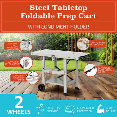 Loco Cookers 22 Inch SureSpark Disco Cooker and Tabletop Foldable Prep Cart - VMInnovations