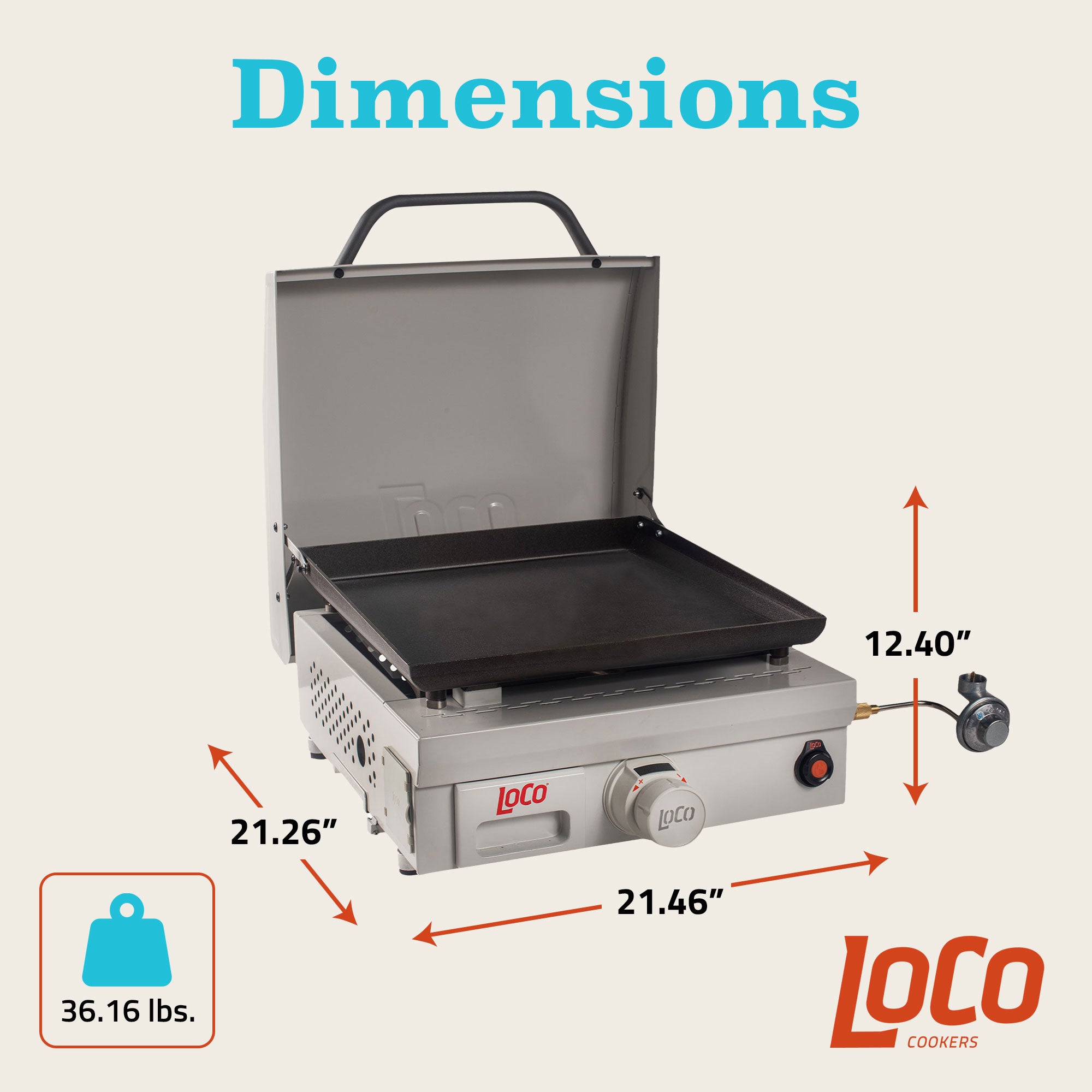 Loco Cookers Portable Digital Propane Burner & 5 Piece Griddle Kit with Spatulas