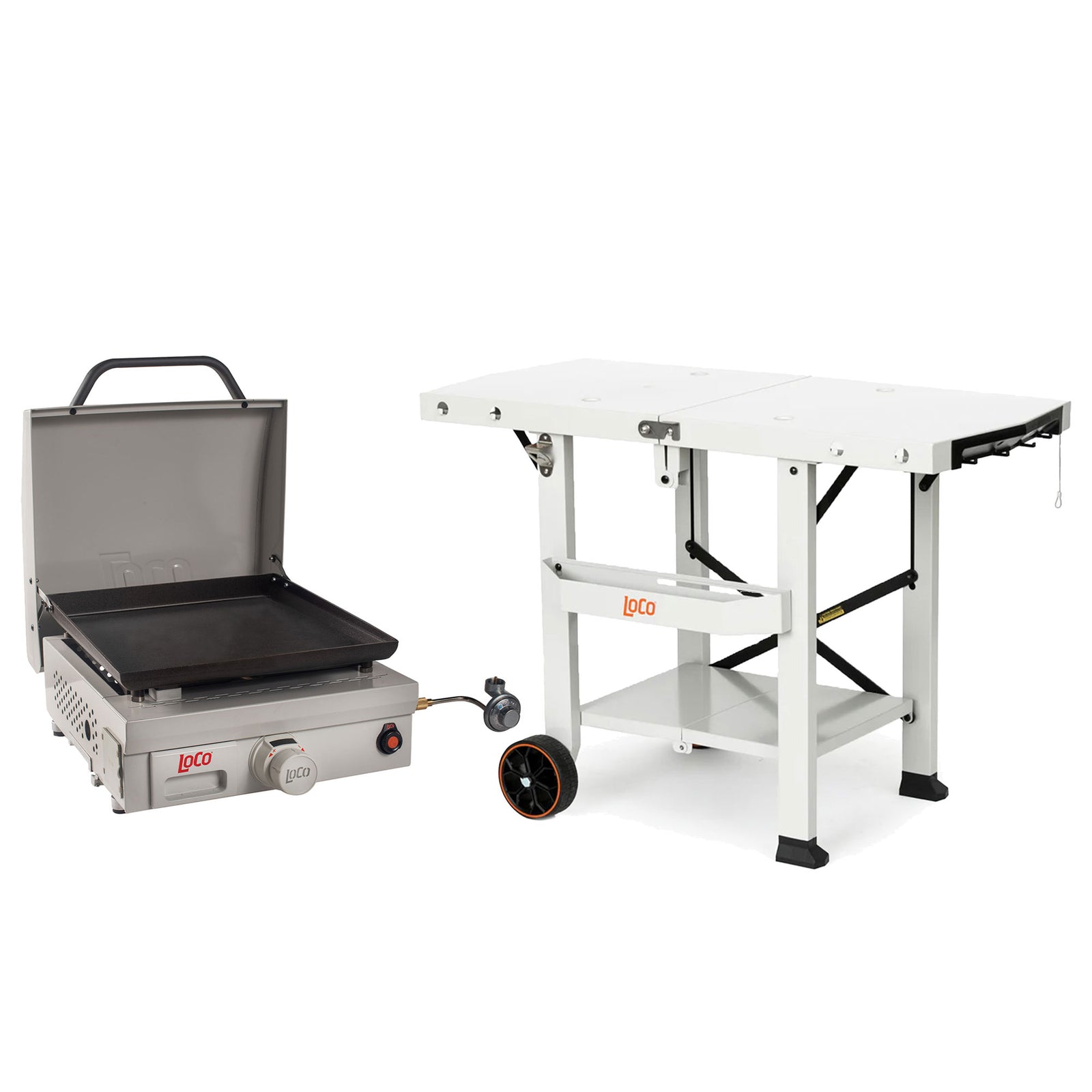 Loco Cookers Portable Digital Propane Burner & Steel Tabletop Foldable Prep Cart - VMInnovations