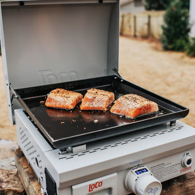 Loco Cookers Portable Digital Propane Burner & Steel Tabletop Foldable Prep Cart