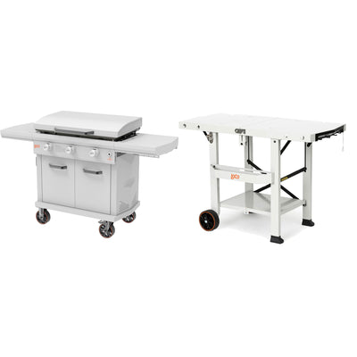Loco Cookers 36" 3-Burner Digital Gas Grill and Tabletop Foldable Prep Cart