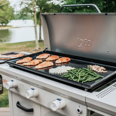Loco Cookers 36" 3-Burner Digital Gas Grill and Tabletop Foldable Prep Cart