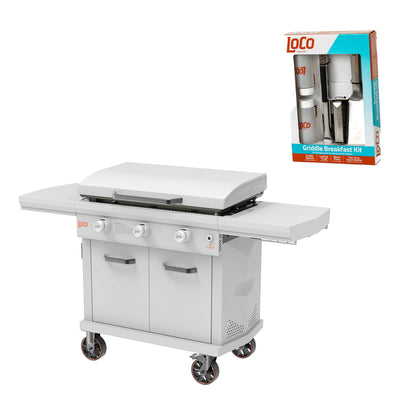Loco Cookers 36" 3-Burner Digital Gas Grill and 5 Piece Griddle Accessory Kit