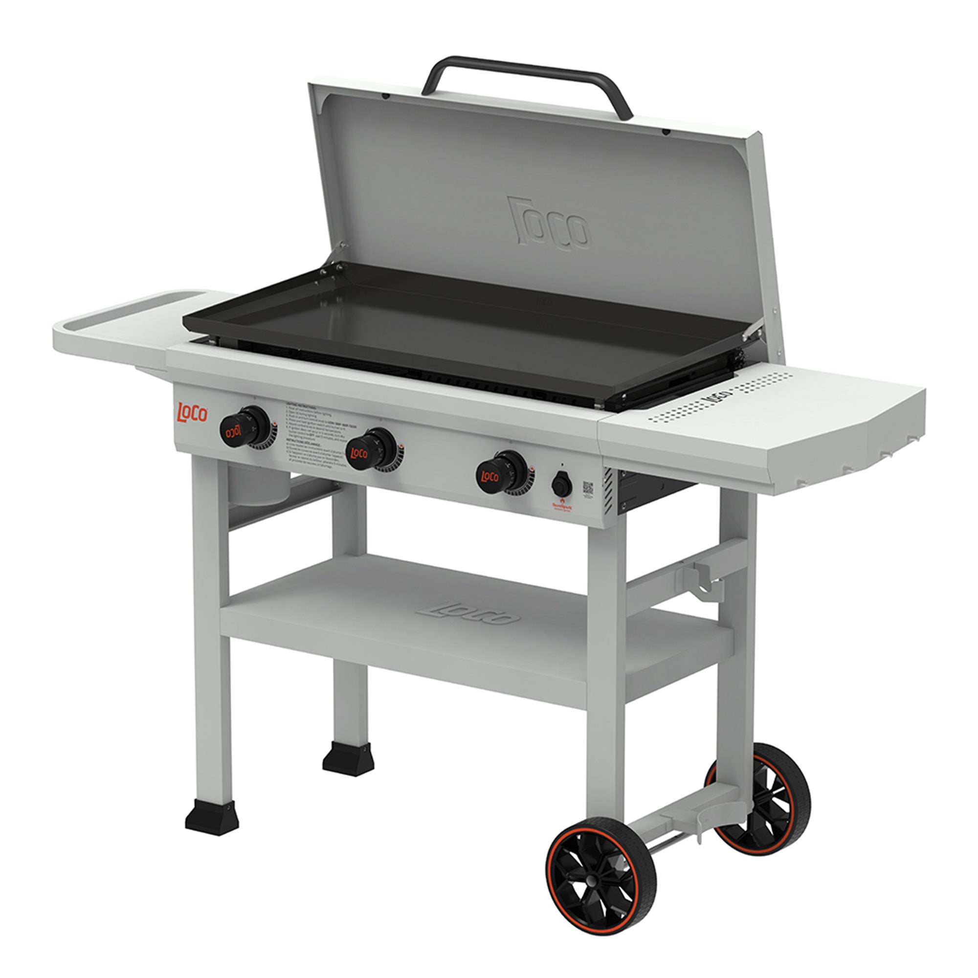 Loco Cookers 36 Inch 3-Burner Classic Gas Grill and Tabletop Foldable Prep Cart - VMInnovations
