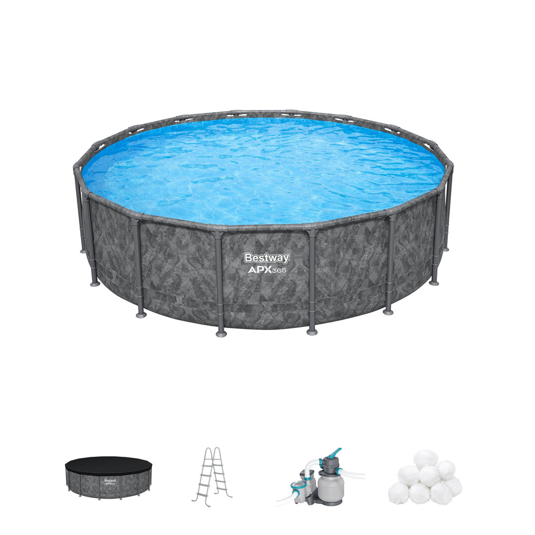 Bestway APX 365 16' x 48" Round Above Ground Swimming Pool Set w/ Pump & Ladder