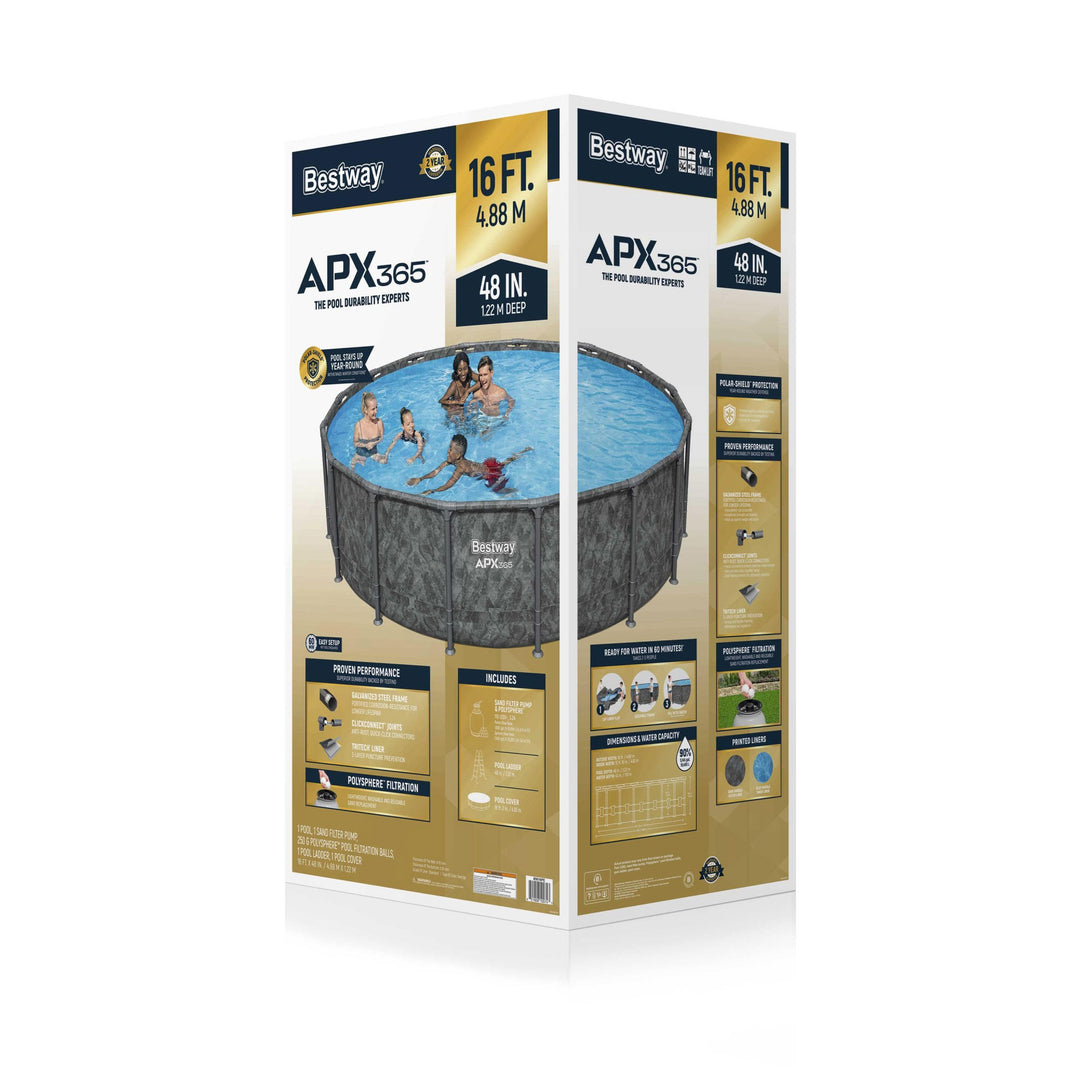 Bestway APX 365 16' x 48" Round Above Ground Swimming Pool Set w/ Pump & Ladder