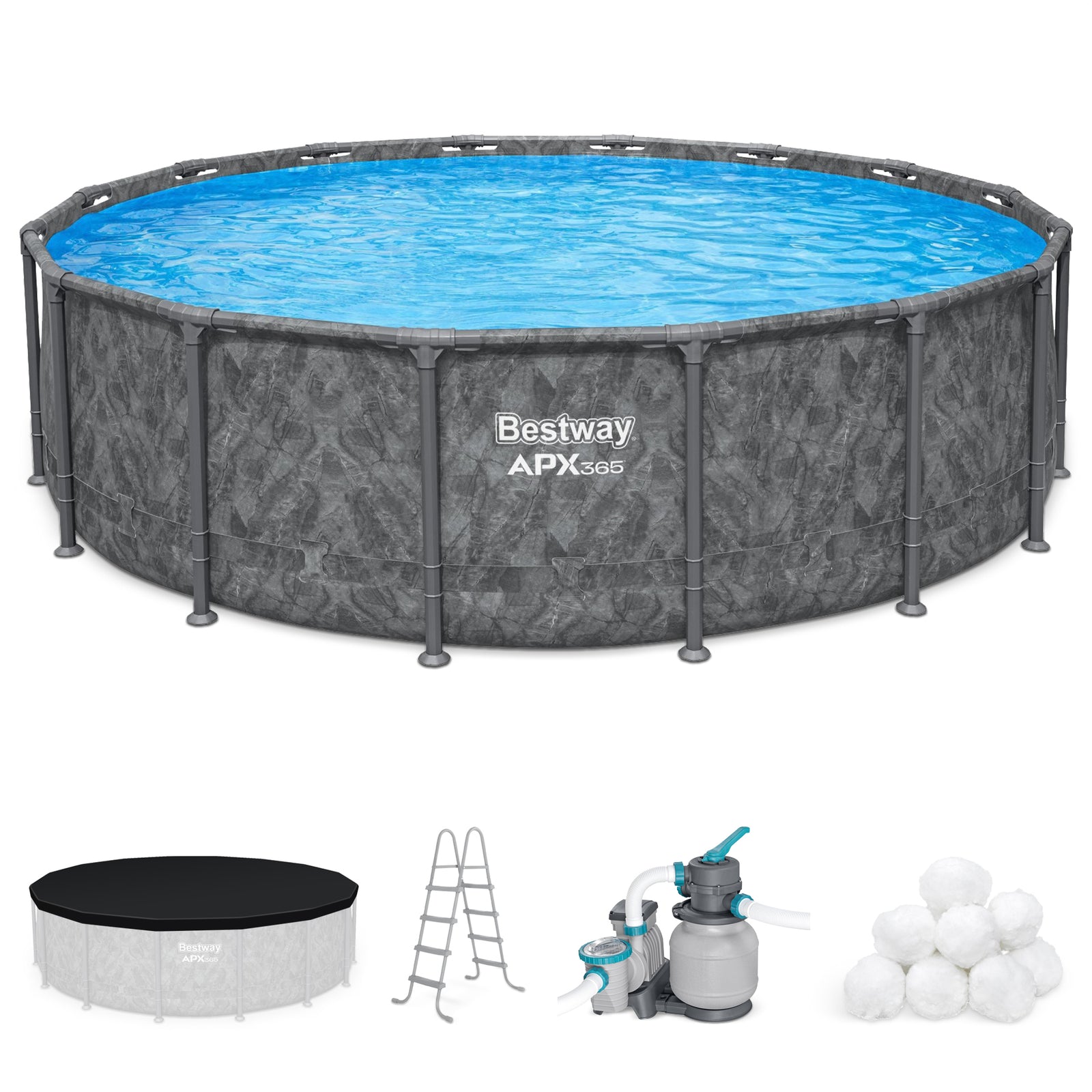 Bestway APX 365 16' x 48" Round Swimming Pool Set w/Pump & Ladder (Open Box) - VMInnovations