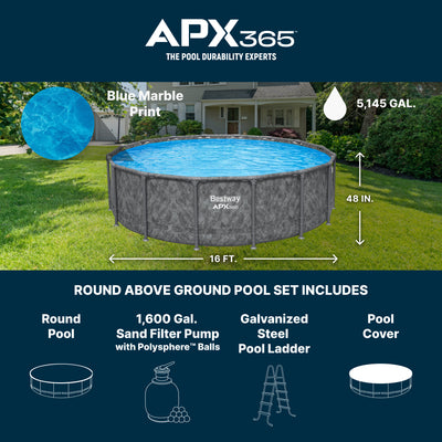 Bestway APX 365 16' x 48" Round Swimming Pool Set w/Pump & Ladder (Open Box) - VMInnovations
