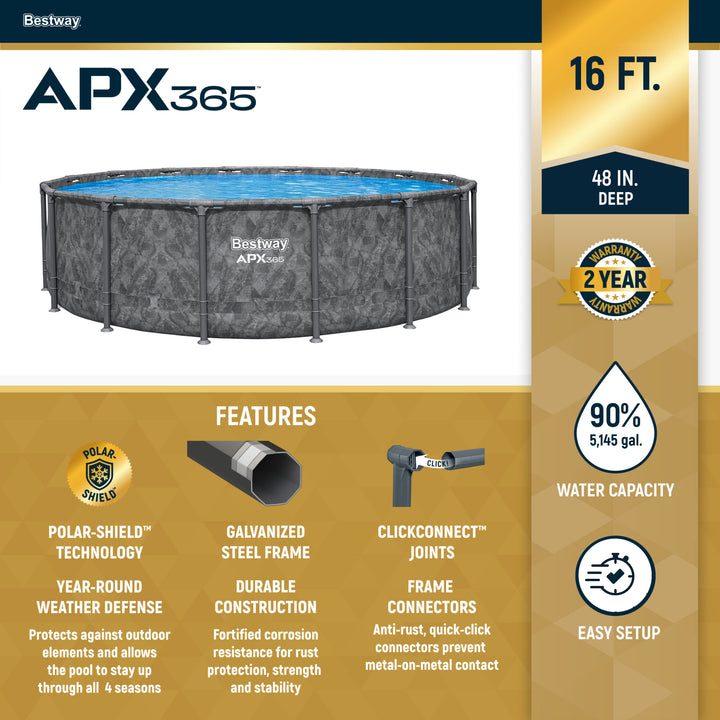 Bestway APX 365 16' x 48" Round Above Ground Swimming Pool Set w/ Pump & Ladder