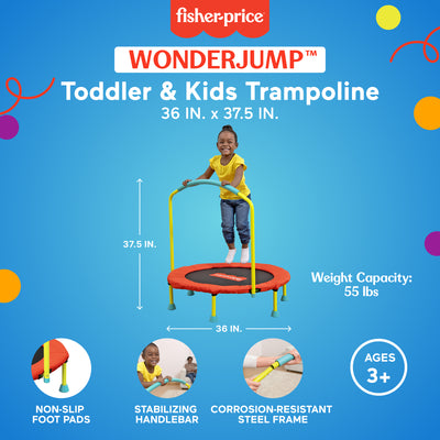 Fisher-Price WonderJump 36" Round Mini Trampoline Kids Toy, Multicolor (Used) - VMInnovations