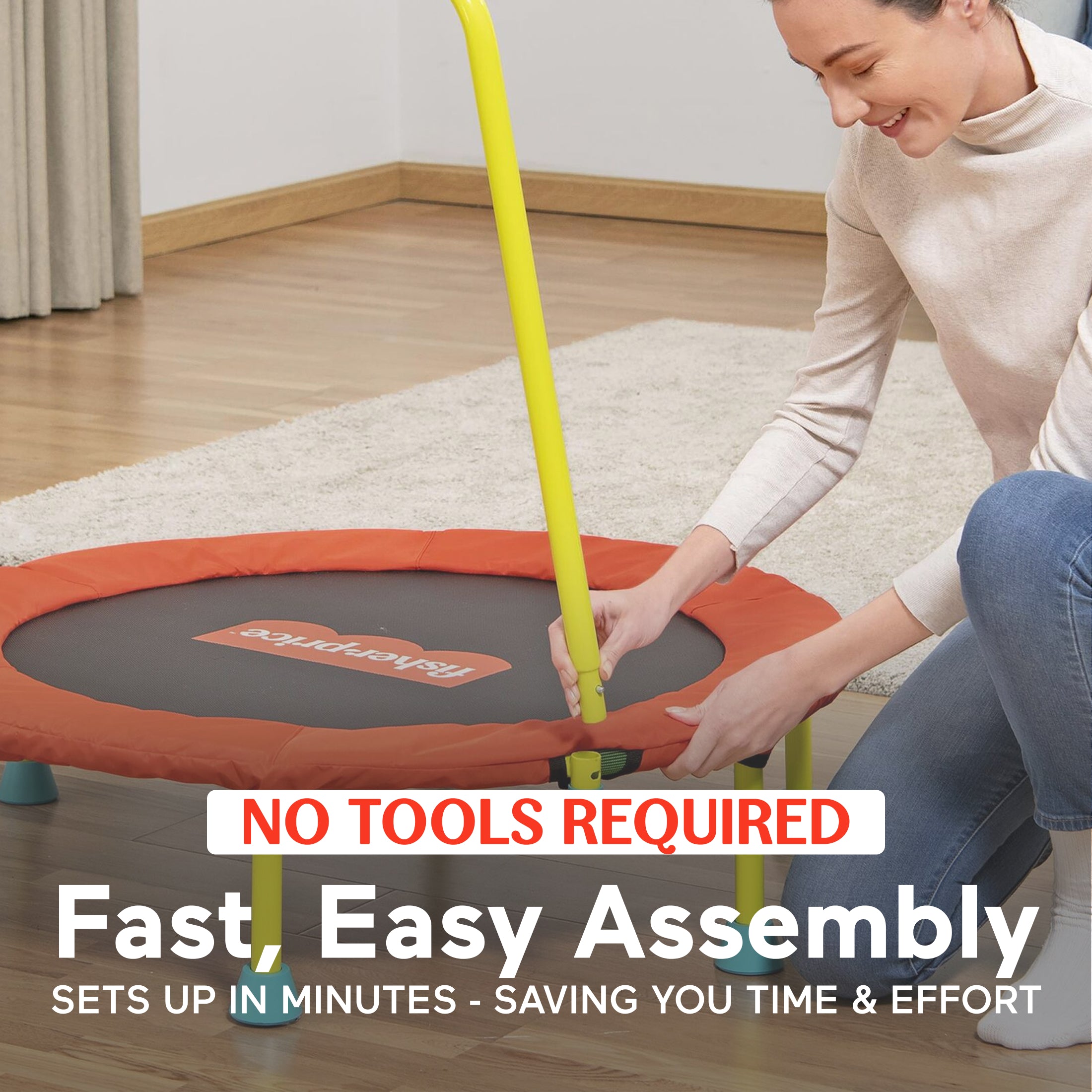 Fisher-Price WonderJump 36" Round Indoor Mini Trampoline for Kids Toddler Toy