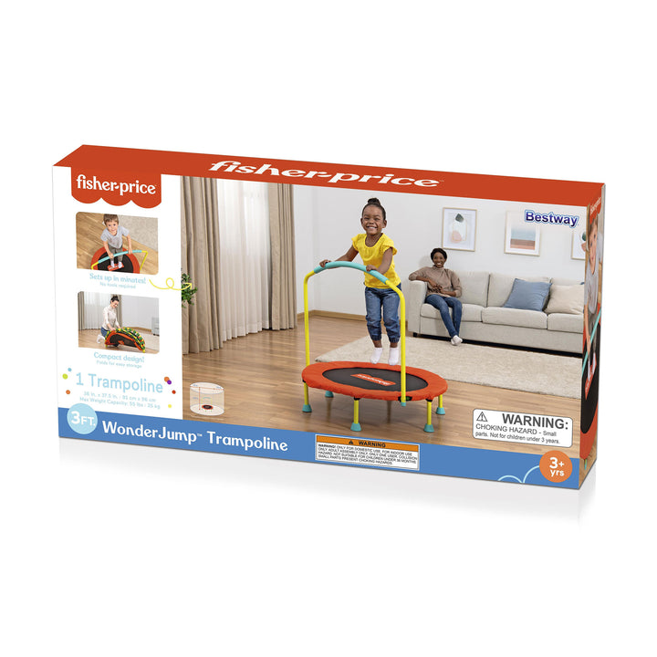Fisher-Price WonderJump 36" Round Indoor Mini Trampoline for Kids Toddler Toy - VMInnovations