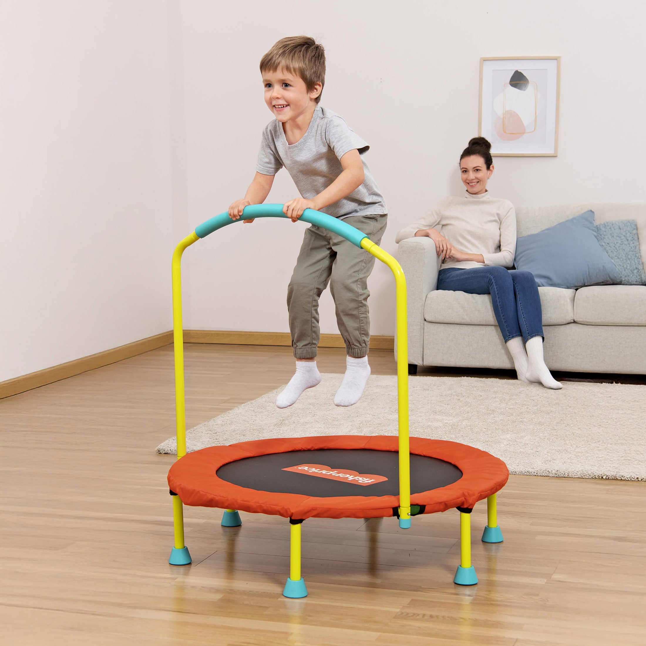 Fisher-Price WonderJump 36" Round Mini Trampoline Kids Toy, Multicolor (Used) - VMInnovations