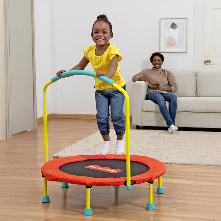 Fisher-Price WonderJump 36" Round Indoor Mini Trampoline for Kids Toddler Toy