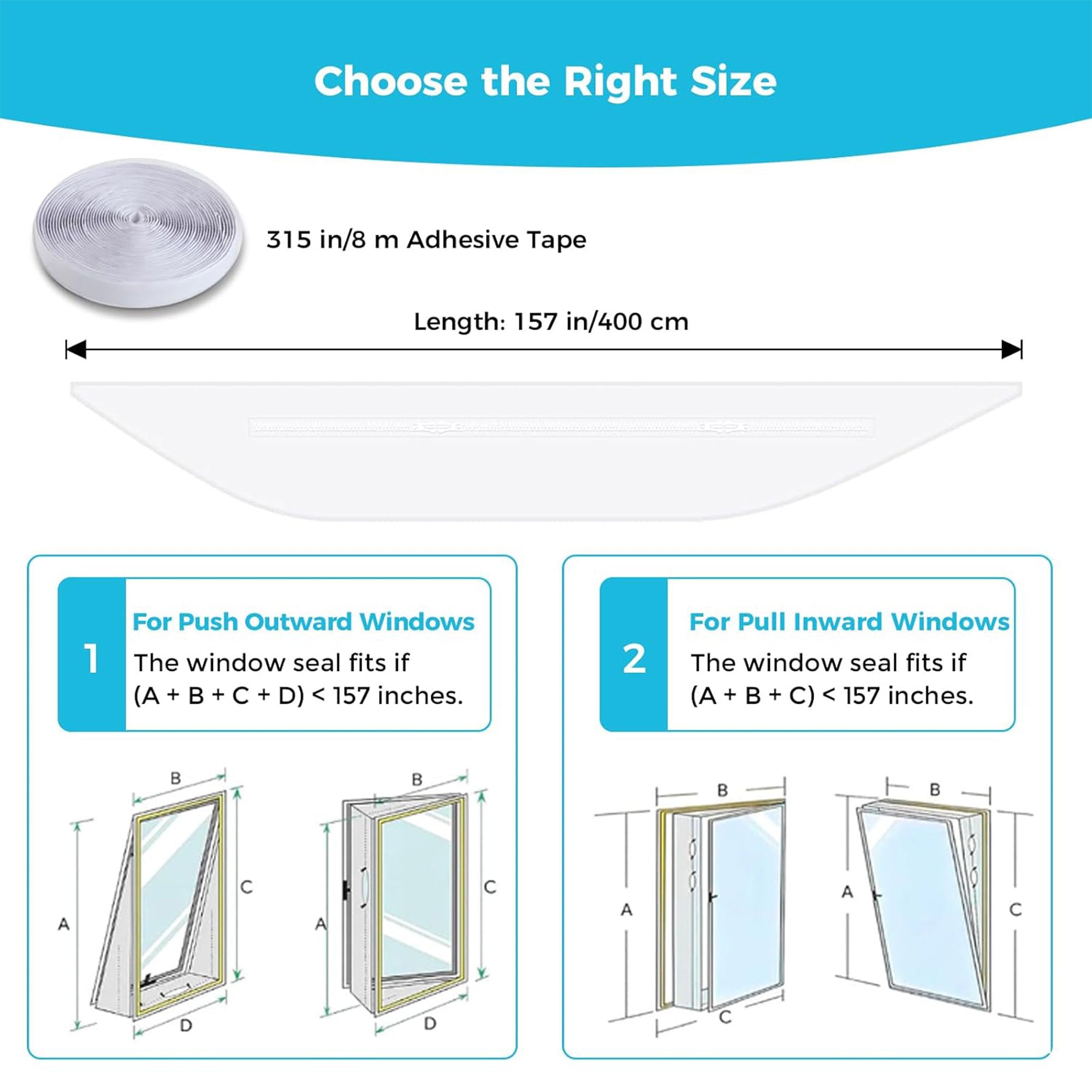 Renogy Window Seal Kit with Tape for Portable Home Air Conditioner Units, White - VMInnovations