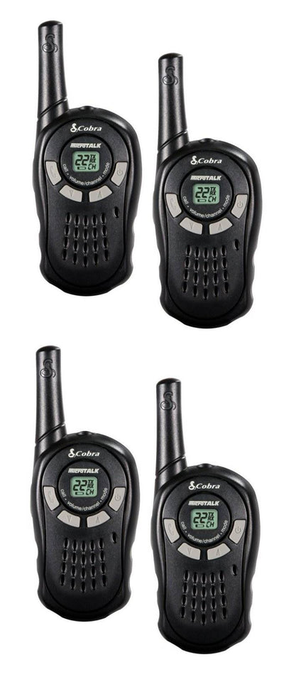 2 PAIR COBRA CX110 16 Mile Range 22 Channel FRS/GMRS Walkie Talkie 2-Way Radios