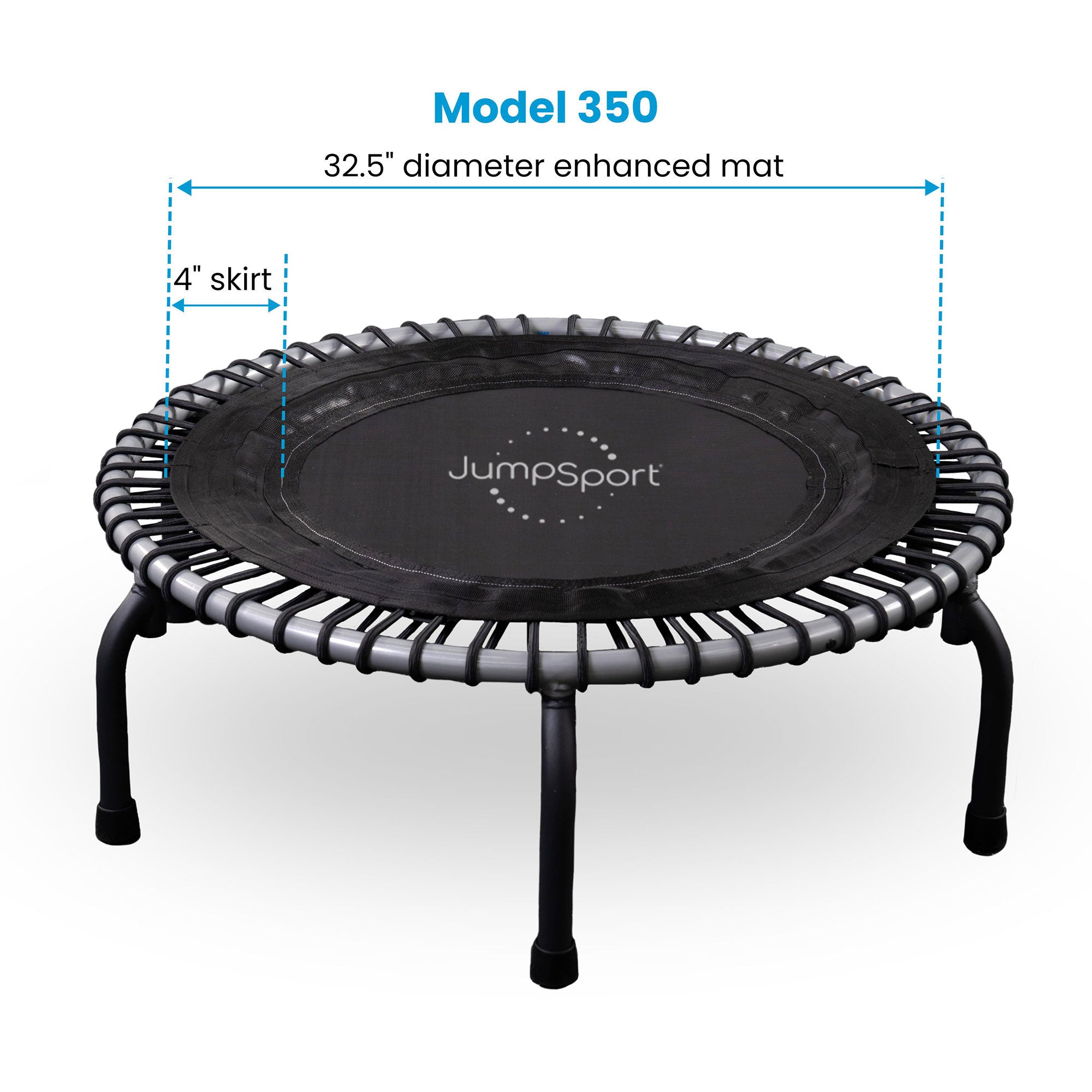 JumpSport 350 Indoor 39" Home Gym Fitness Trampoline with PlyoFit Adapter, Black