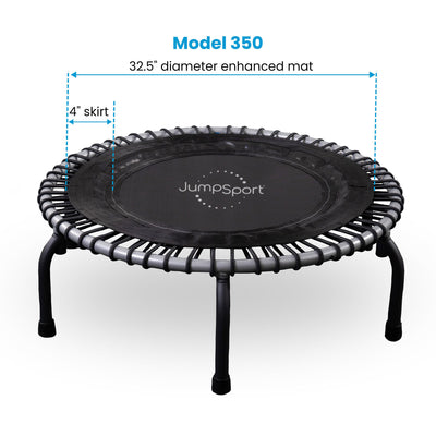 JumpSport 350 Indoor 39" Home Gym Fitness Trampoline with PlyoFit Adapter, Black