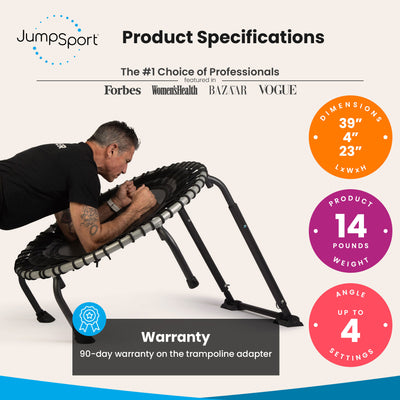 JumpSport 350 Indoor 39" Home Gym Fitness Trampoline with PlyoFit Adapter, Black