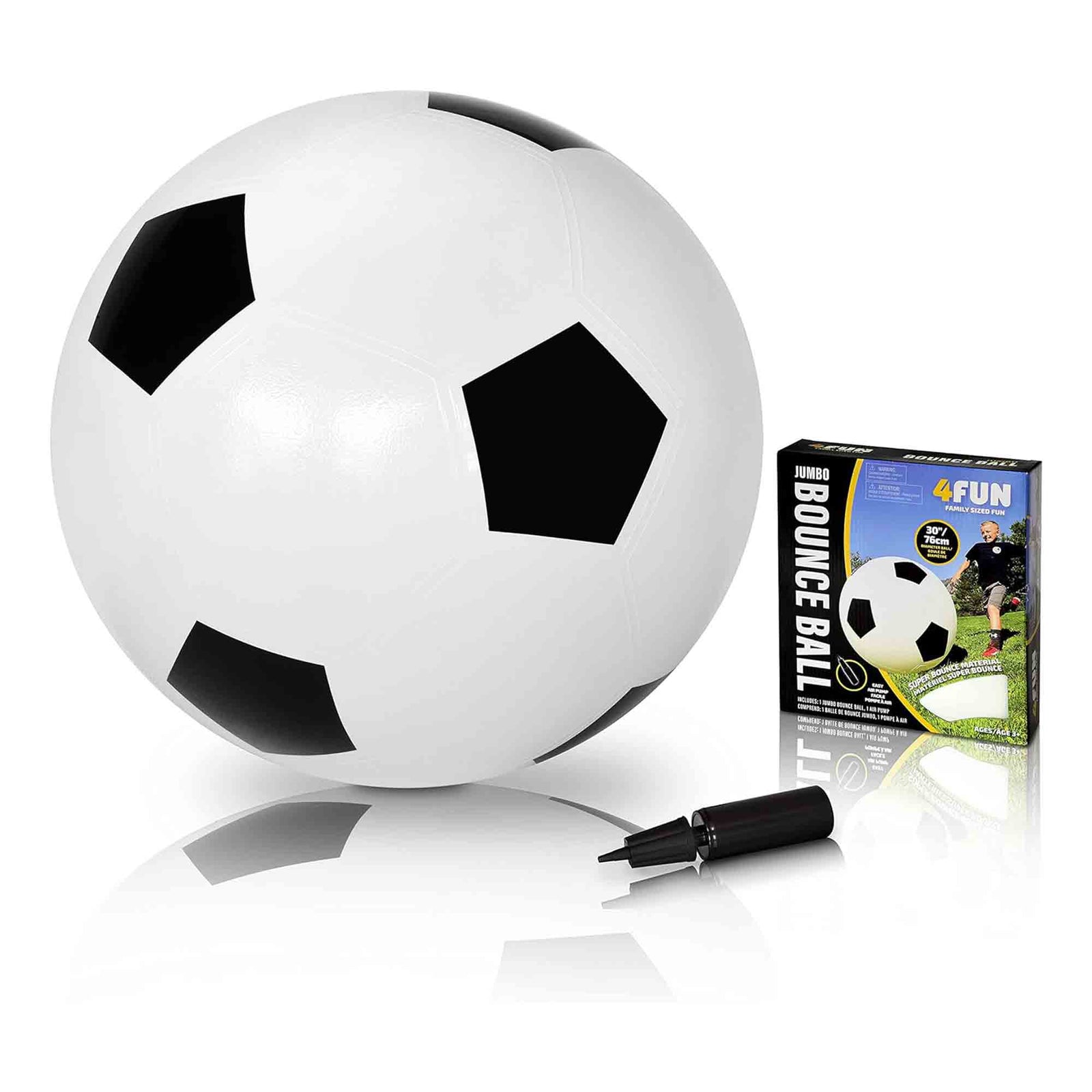 4FUN Giant Inflatable Soccer Ball w/Pump, 30 Inch, Black & White (Open Box) - VMInnovations
