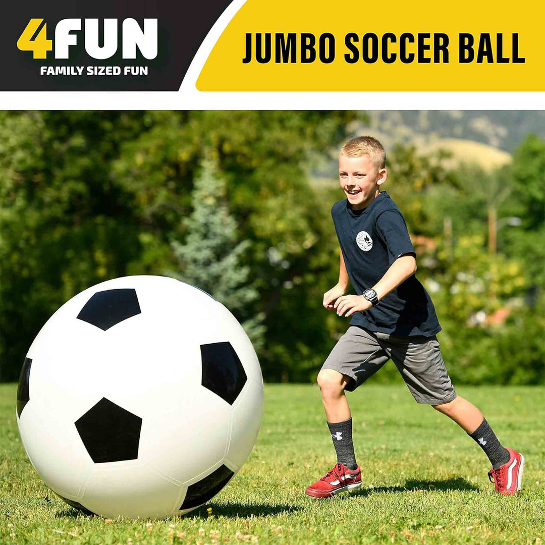 4FUN Giant Inflatable Soccer Ball w/Pump, 30 Inch, Black & White (Open Box)
