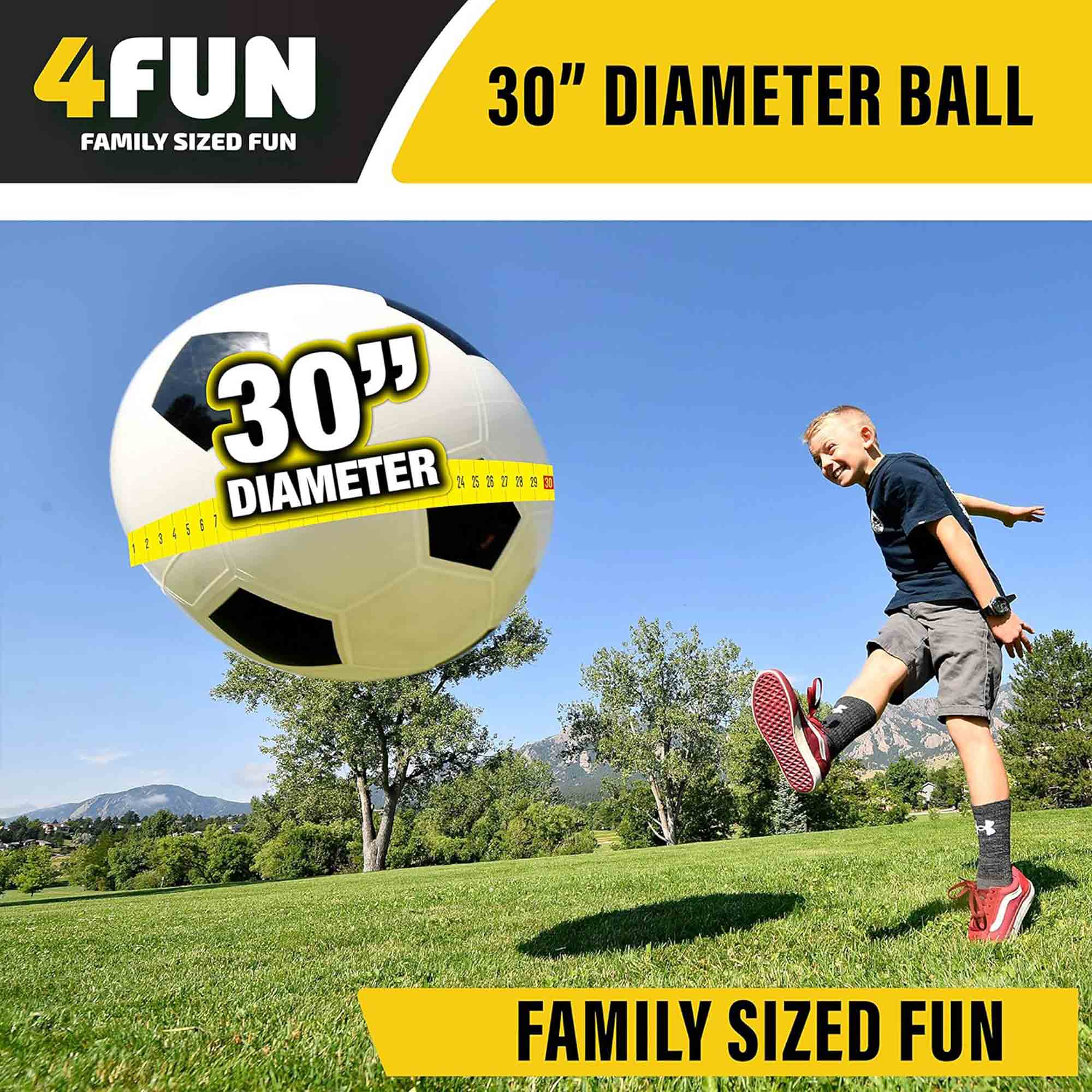 4FUN Giant Inflatable Soccer Ball w/Pump, 30 Inch, Black & White (Open Box) - VMInnovations