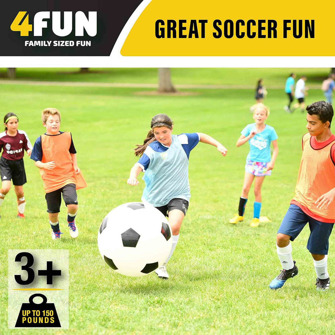 4FUN Giant Inflatable Soccer Ball w/Pump, 30 Inch, Black & White (Open Box)