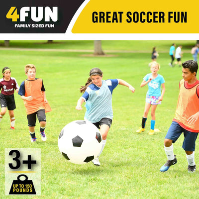 4FUN Giant Inflatable Durable Soccer Ball with Pump, 30 Inch, Black and White