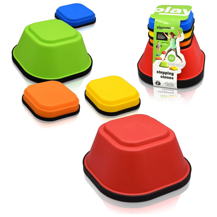 Playzone-Fit Balance Stepping Stones for Kids 2 Fun Sizes, Set of 5 (Open Box)