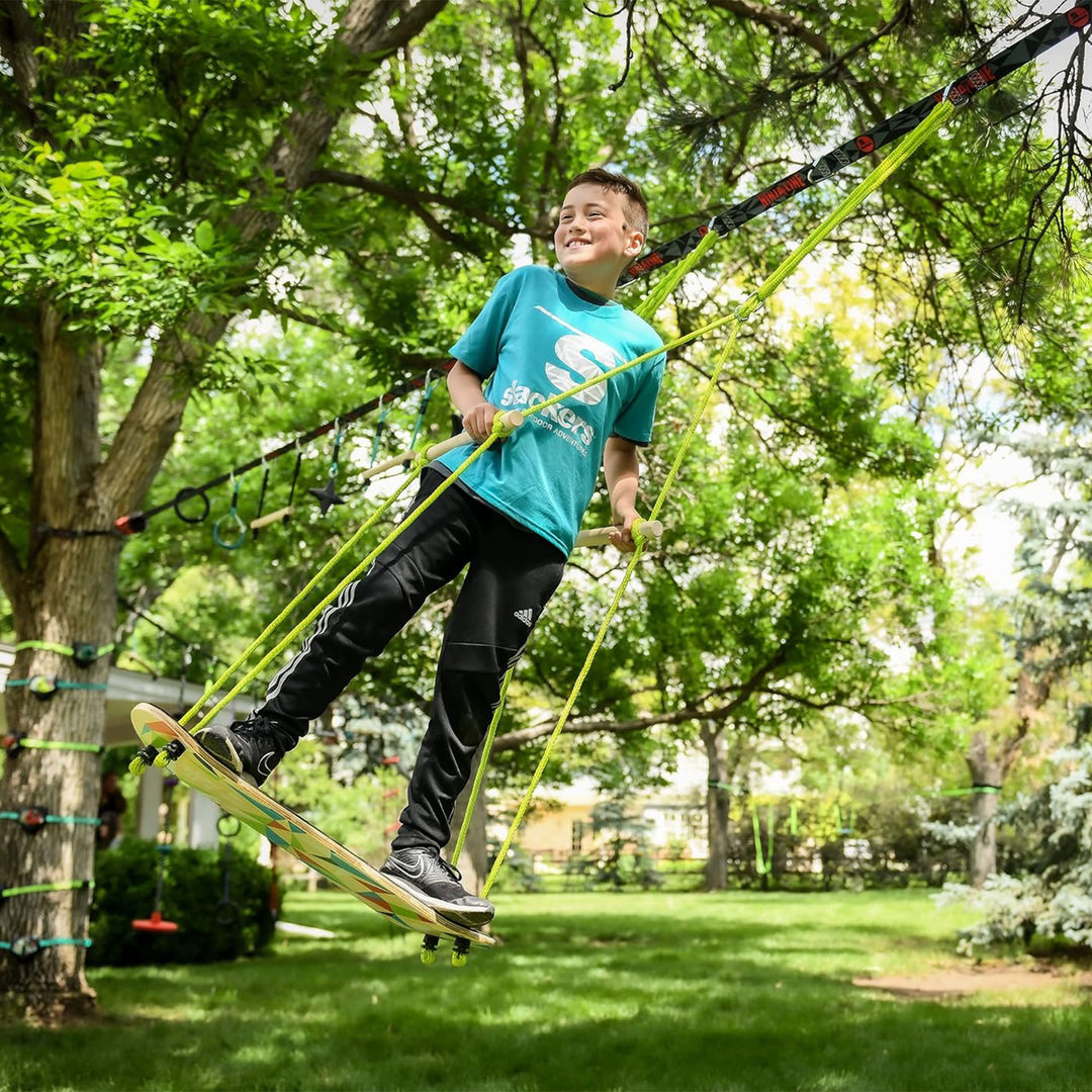 Slackers Skate Swing with Wooden Skateboard Like Base and Non Slip Foam Top