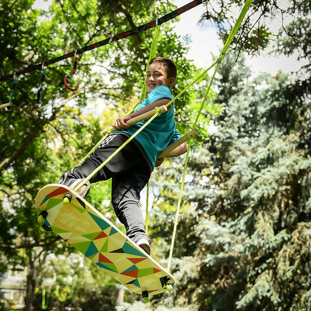 Slackers Skate Swing with Wooden Skateboard Like Base and Non Slip Foam Top