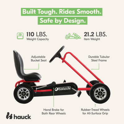 hauck Blizzard Ergonomic Pedal Ride On Go Kart Toy for Boys & Girls Ages 4-8,Red - VMInnovations