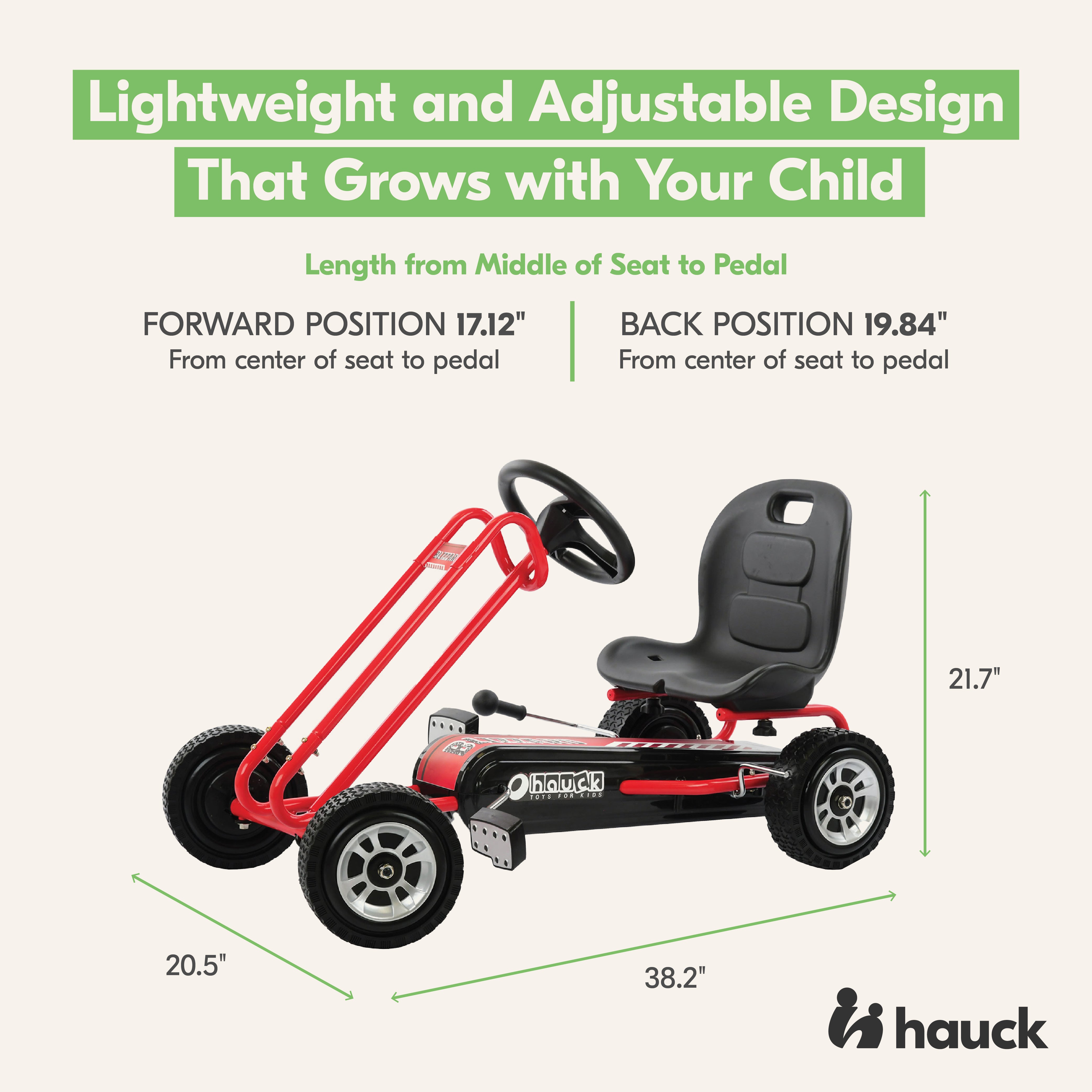 hauck Blizzard Ergonomic Pedal Ride On Go Kart Toy for Boys & Girls Ages 4-8,Red - VMInnovations