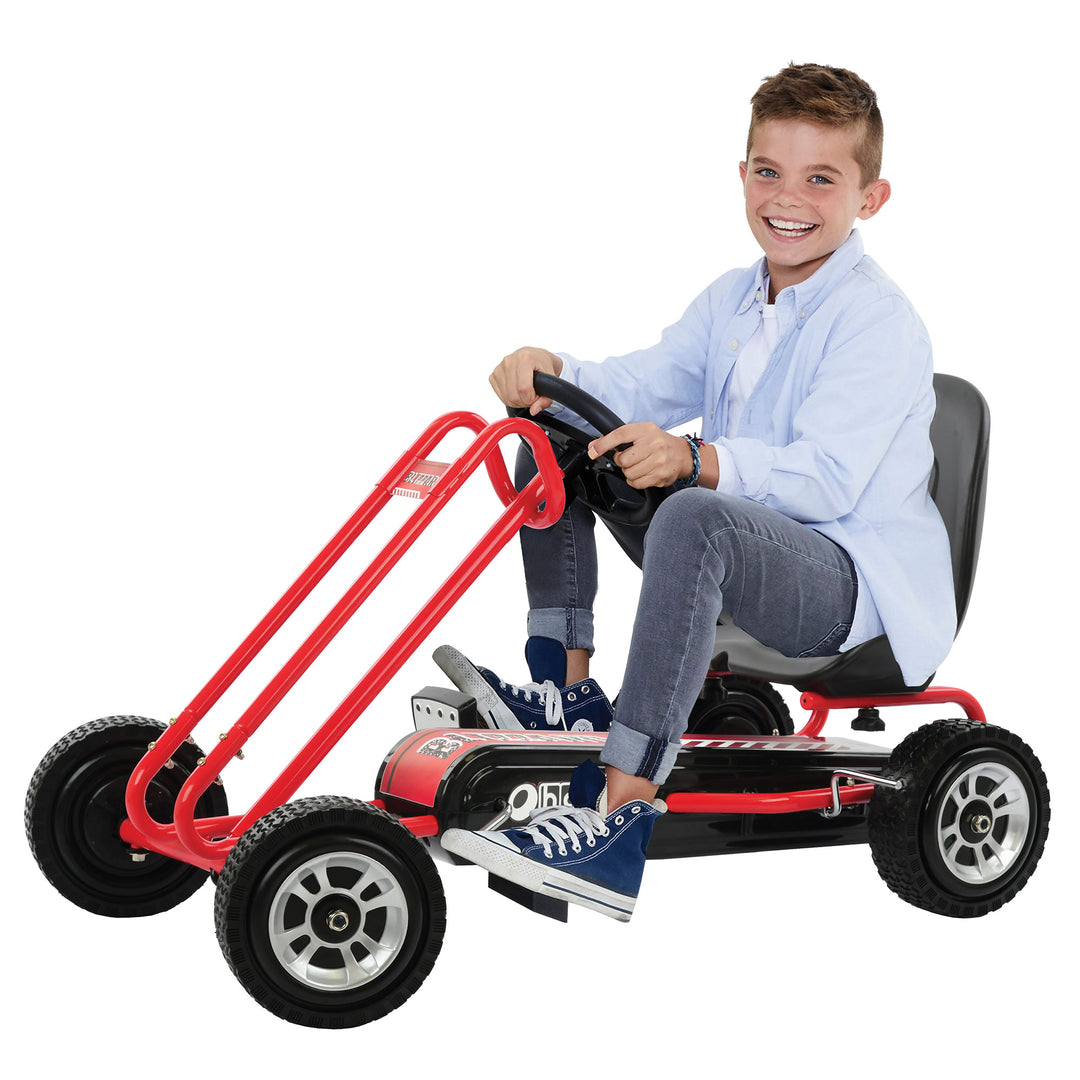 hauck Blizzard Ergonomic Pedal Ride On Go Kart Toy for Boys & Girls Ages 4-8,Red