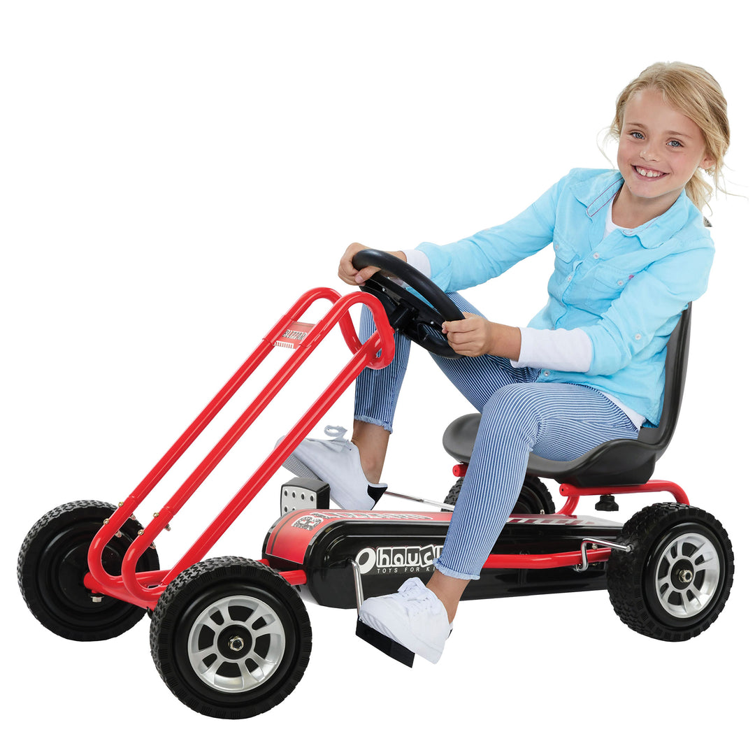 hauck Lightning Ergonomic Pedal Ride On Go Kart Toy for Boys and Girls, Red