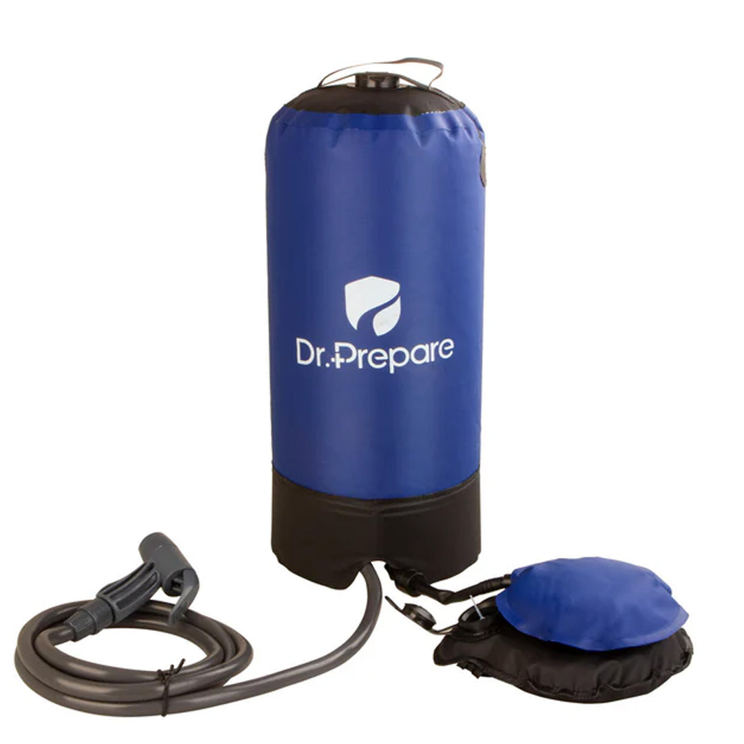 Dr. Prepare Portable Camping Shower w/Foot Pump & Press-Type Nozzle, 4 Gal, Blue - VMInnovations