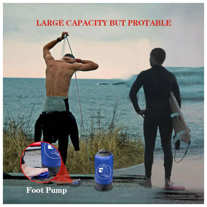 Dr. Prepare Portable Camping Shower w/Foot Pump & Press-Type Nozzle, 4 Gal, Blue - VMInnovations