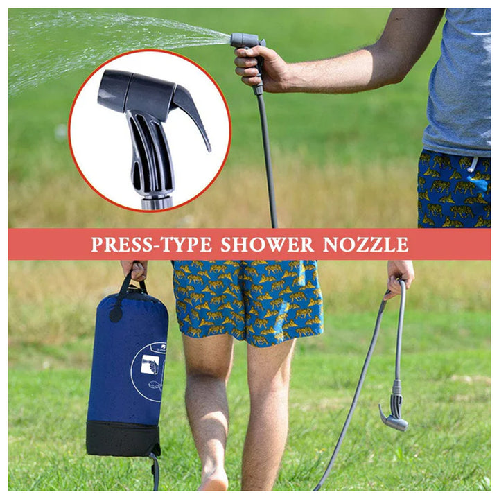 Dr. Prepare Portable Camping Shower w/Foot Pump & Press-Type Nozzle, 4 Gal, Blue - VMInnovations