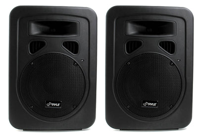 2) PYLE PPHP898A 400W 8'' 2-Way Plastic Molded Powered Amplified Speaker Systems