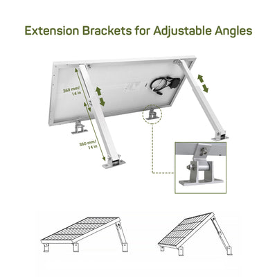 HQST Adjustable Solar Panel Tilt Mounting Brackets, 30” for 200W Panels, White - VMInnovations