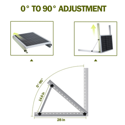HQST Adjustable Solar Panel Tilt Mounting Brackets, 28” for 150W Panels, White - VMInnovations