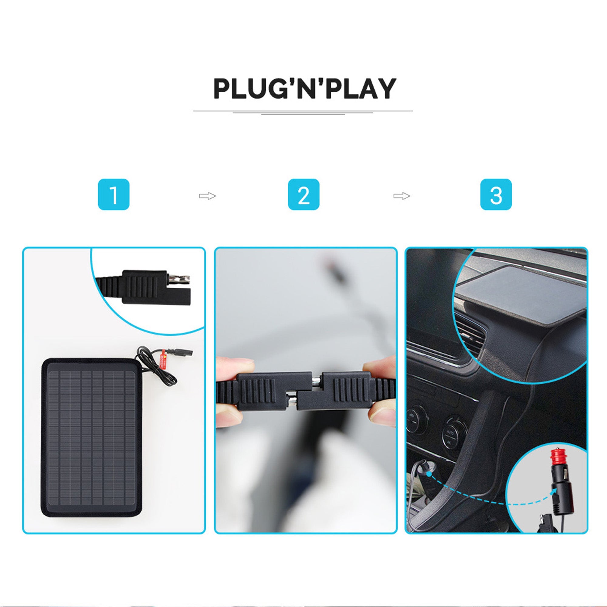 Renogy Solar Trickle Charger Portable Battery Maintainer with Lighter Plug, 5W - VMInnovations
