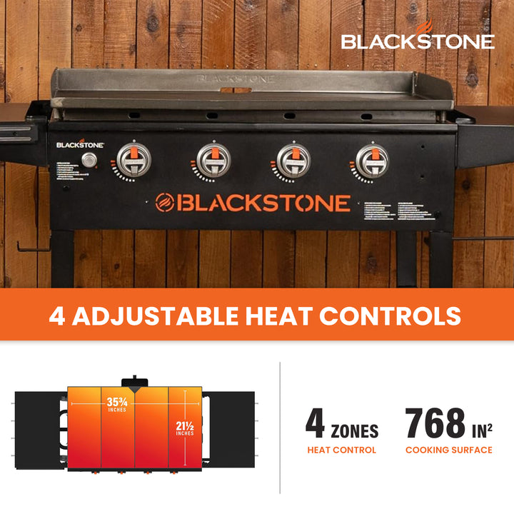 Blackstone 36 Inch 4 Burner Outdoor Propane Gas Grill with Side Shelves(Used)