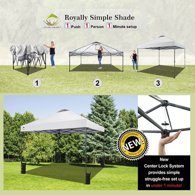 Crown Shades 10 x 10 Foot Instant Canopy Tent, Portable Outdoor Shelter, White